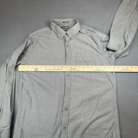 EDDIE BAUER Shirt Men's TL Herringbone Flannel Button Up Classic Fit Cotton Gray - Picture 3 of 6